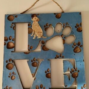Handcrafted Blue and Brown Dog Paw Wall Decor